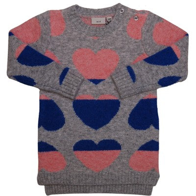 MID Coral/Navy Hearts Sweater