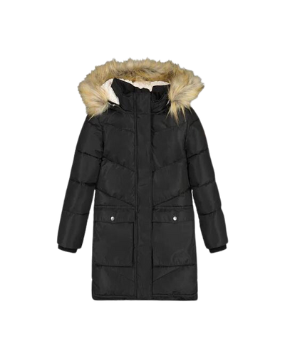 Deux Par Deux Black Puffy Long Winter Coat