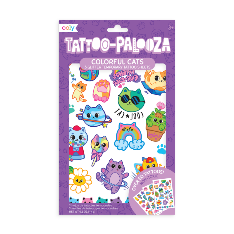 Colourful Cats Temporary Tattoos