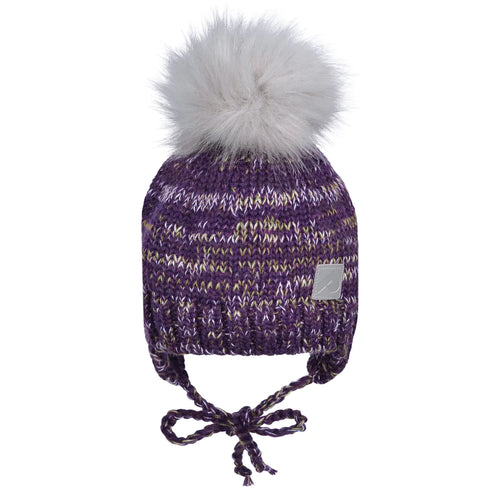 Perlimpinpin Winter Pom Pom Hat- Multi Purple