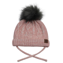 Load image into Gallery viewer, Calikids Heathered Cable Knit Pom Hat